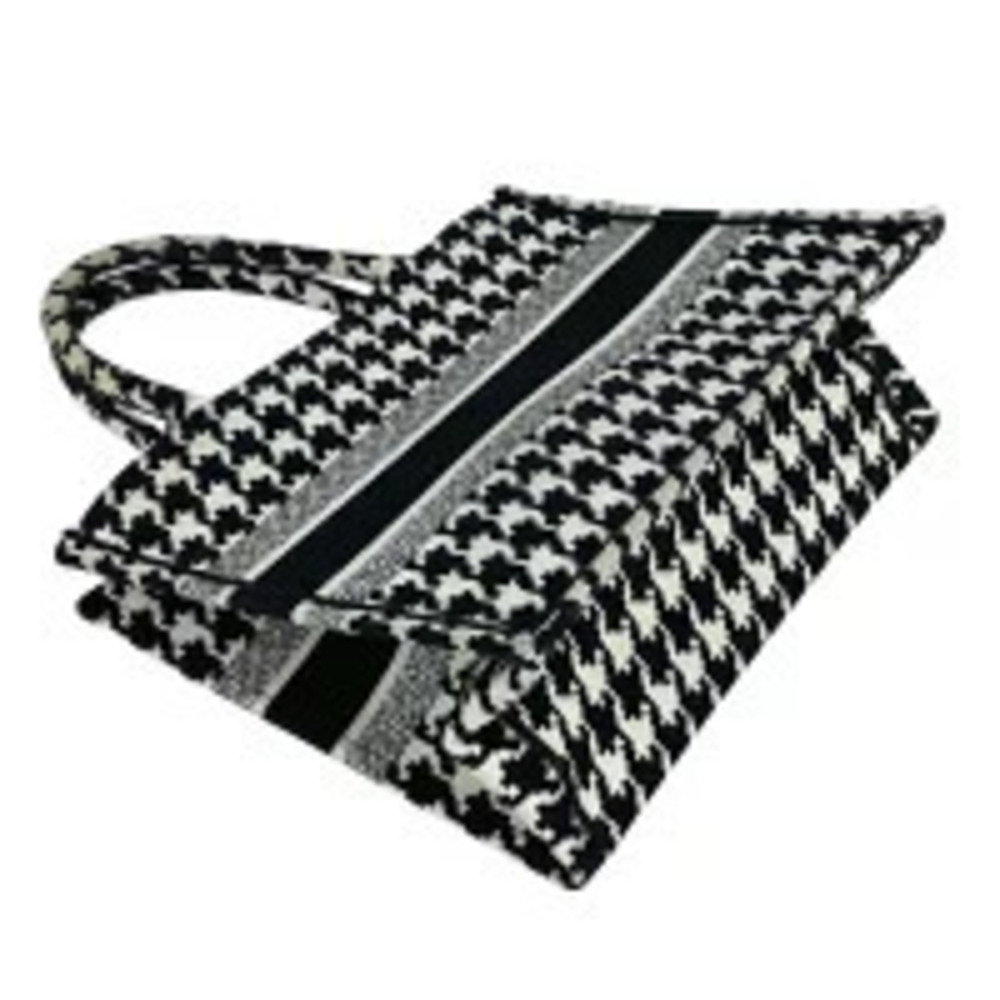 Dior  Canvas Christian Tote Book White Bag Handbag Black